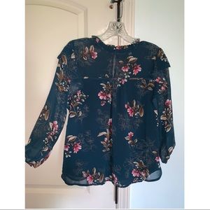 Turquoise floral blouse